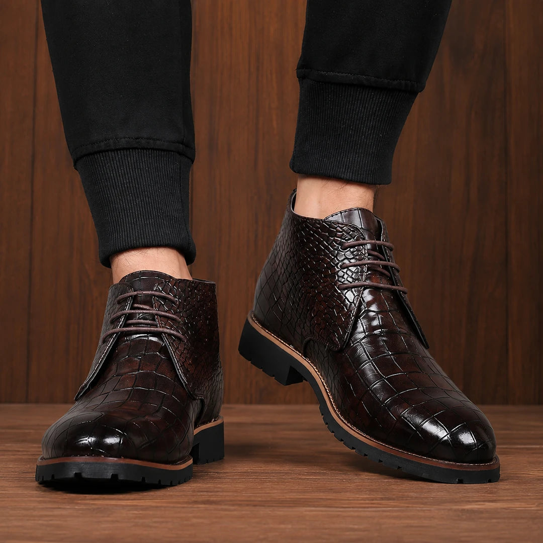 Embossed Pattern Ankle Boots