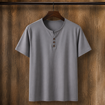Band Collar Henley T-Shirt