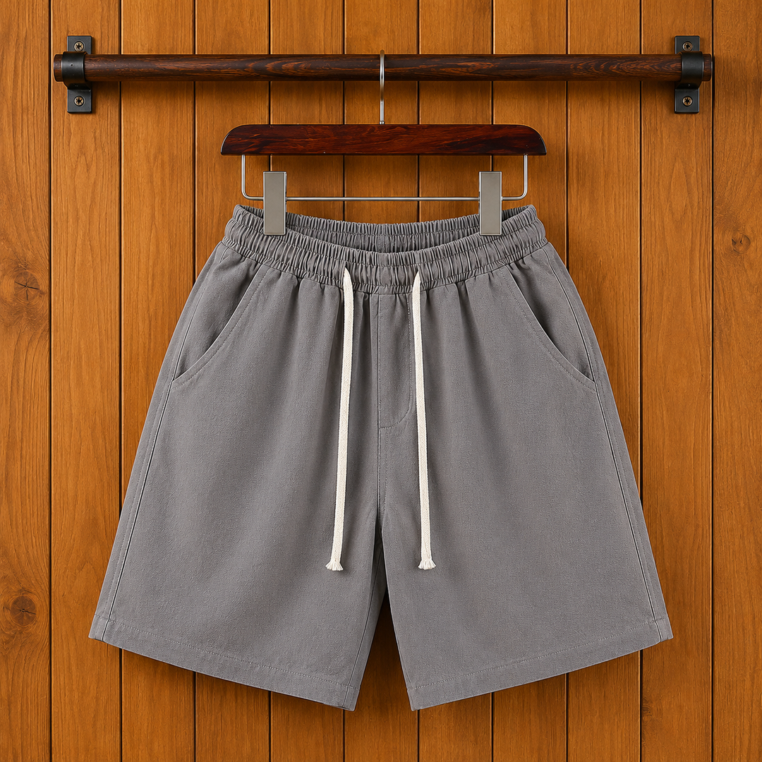 Drawstring Cotton Beach Shorts