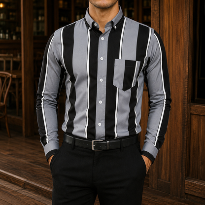 Vertical Stripe Button-Down Shirt