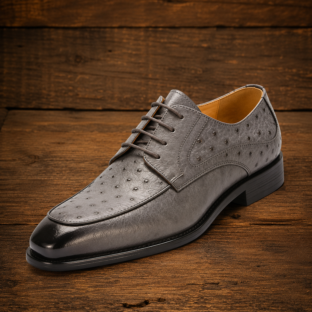 Ostrich Embossed Leather Shoes