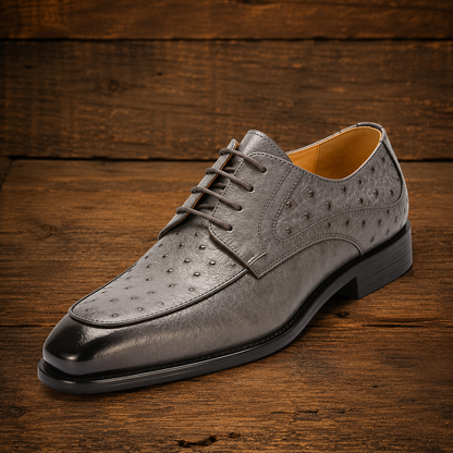 Ostrich Embossed Leather Shoes