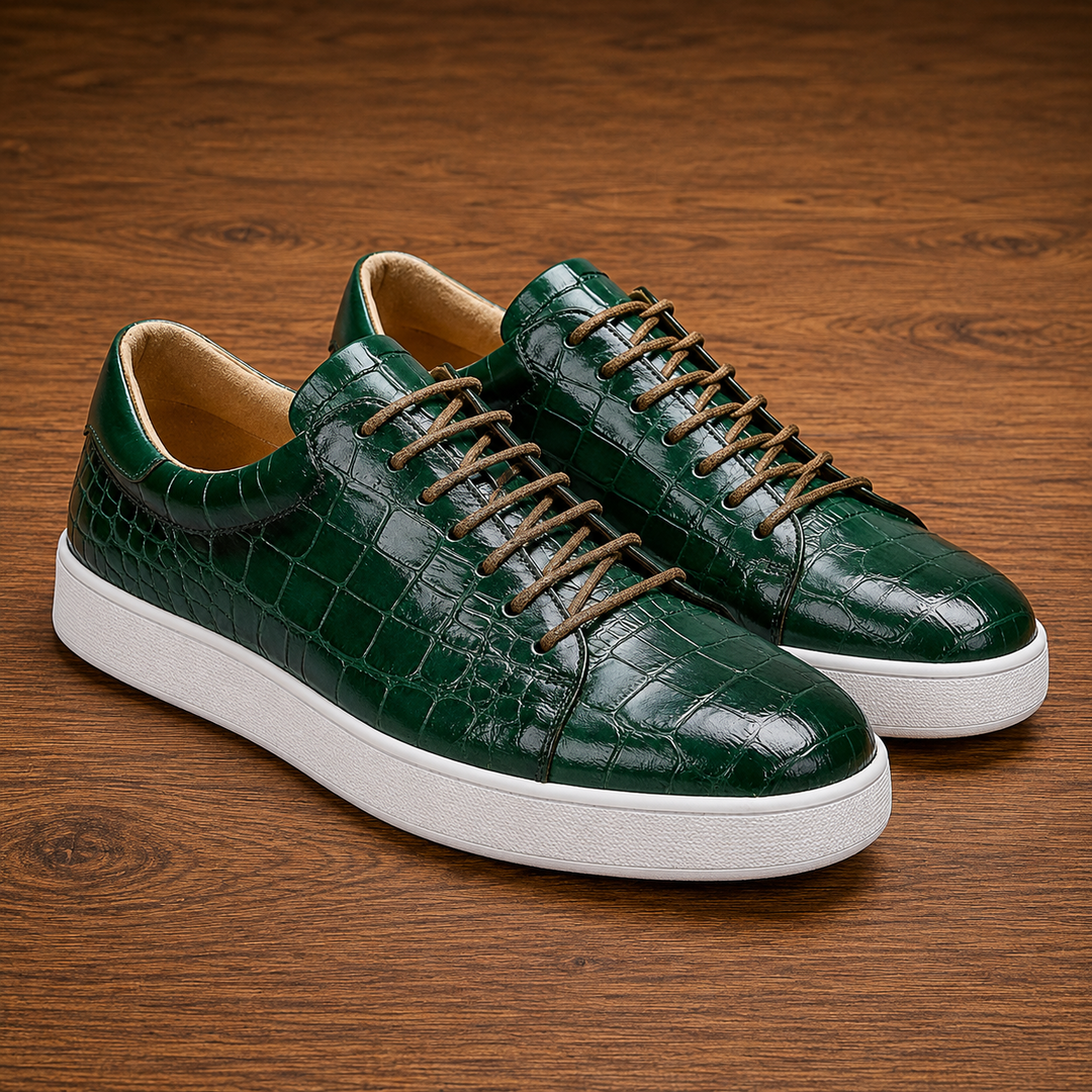 Textured Leather Sneakers