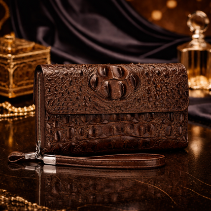 Croc-Textured Luxury Wallet