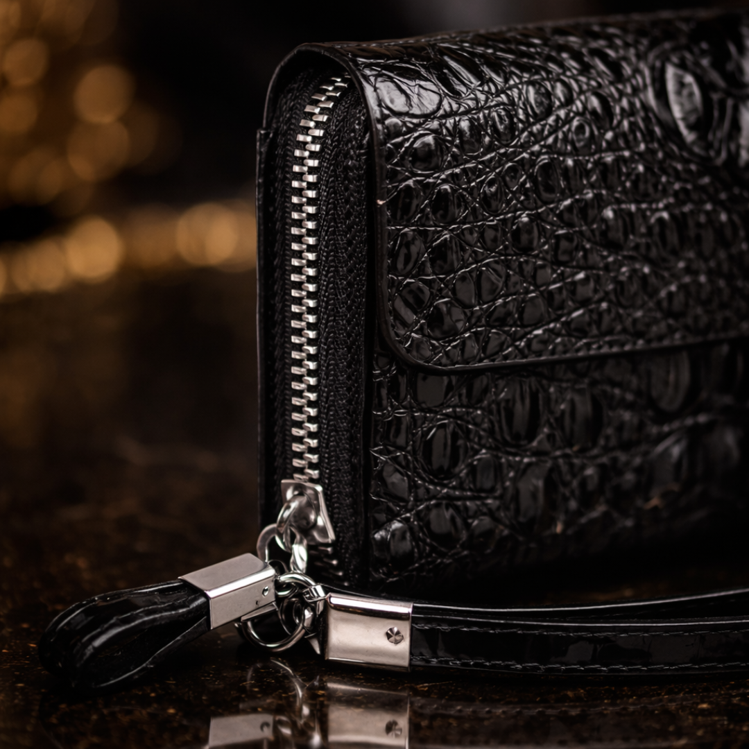Croc-Textured Luxury Wallet
