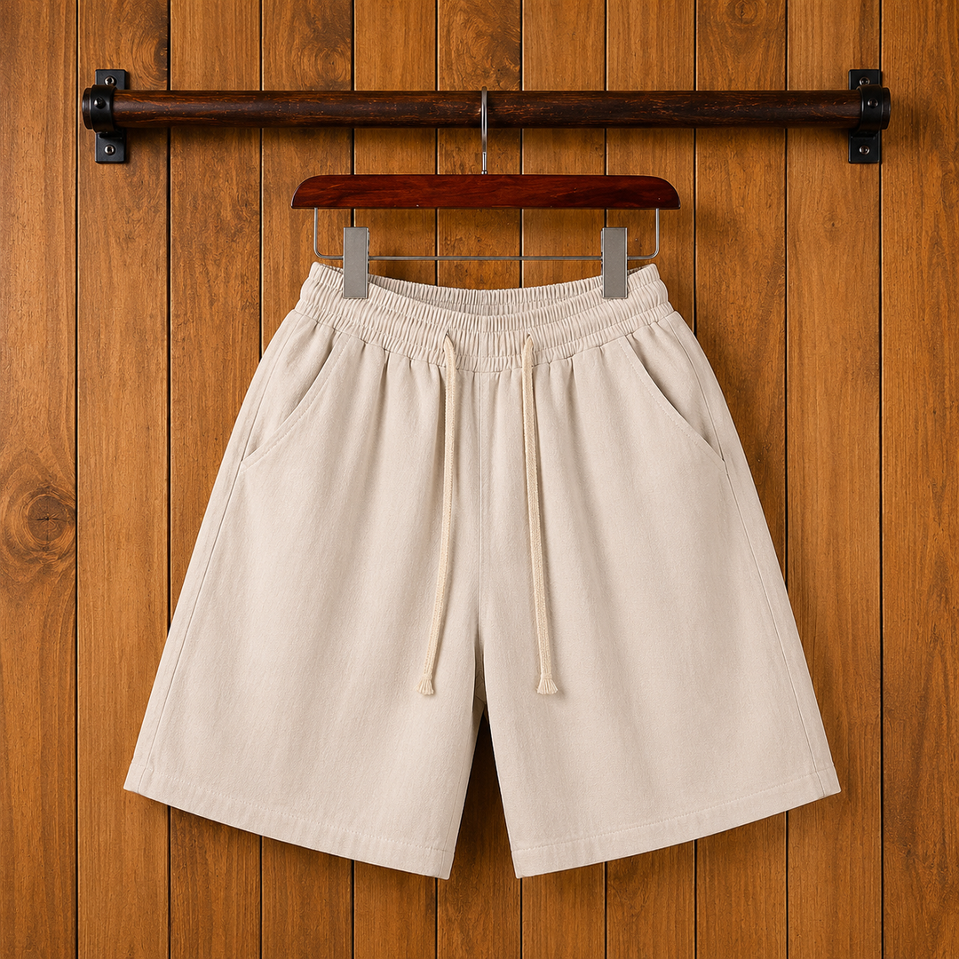 Drawstring Cotton Beach Shorts