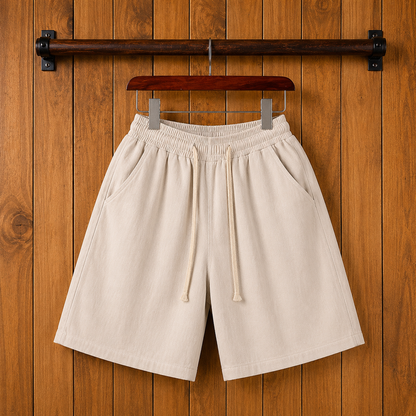 Drawstring Cotton Beach Shorts