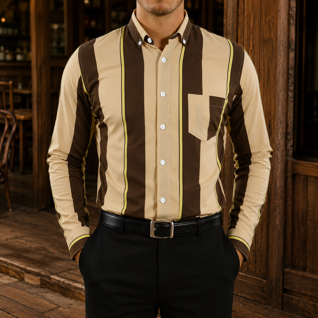 Vertical Stripe Button-Down Shirt