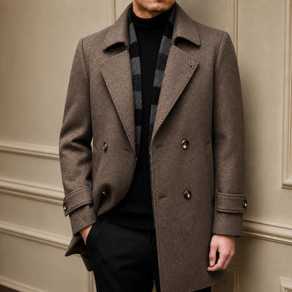 Layered Wool-Blend Overcoat