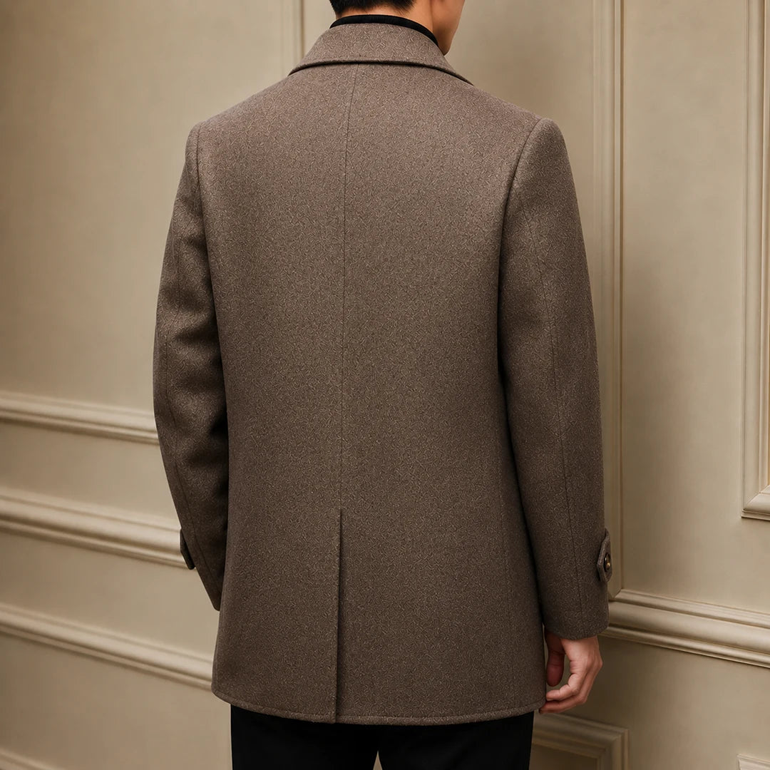 Layered Wool-Blend Overcoat
