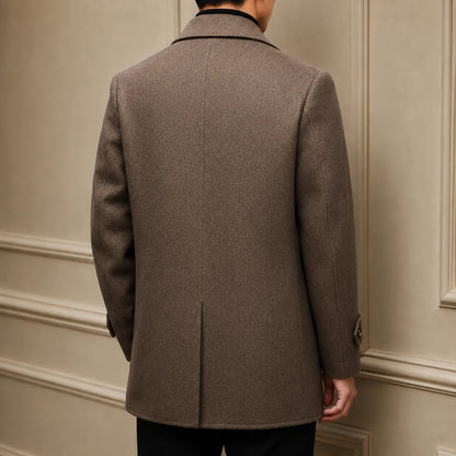 Layered Wool-Blend Overcoat