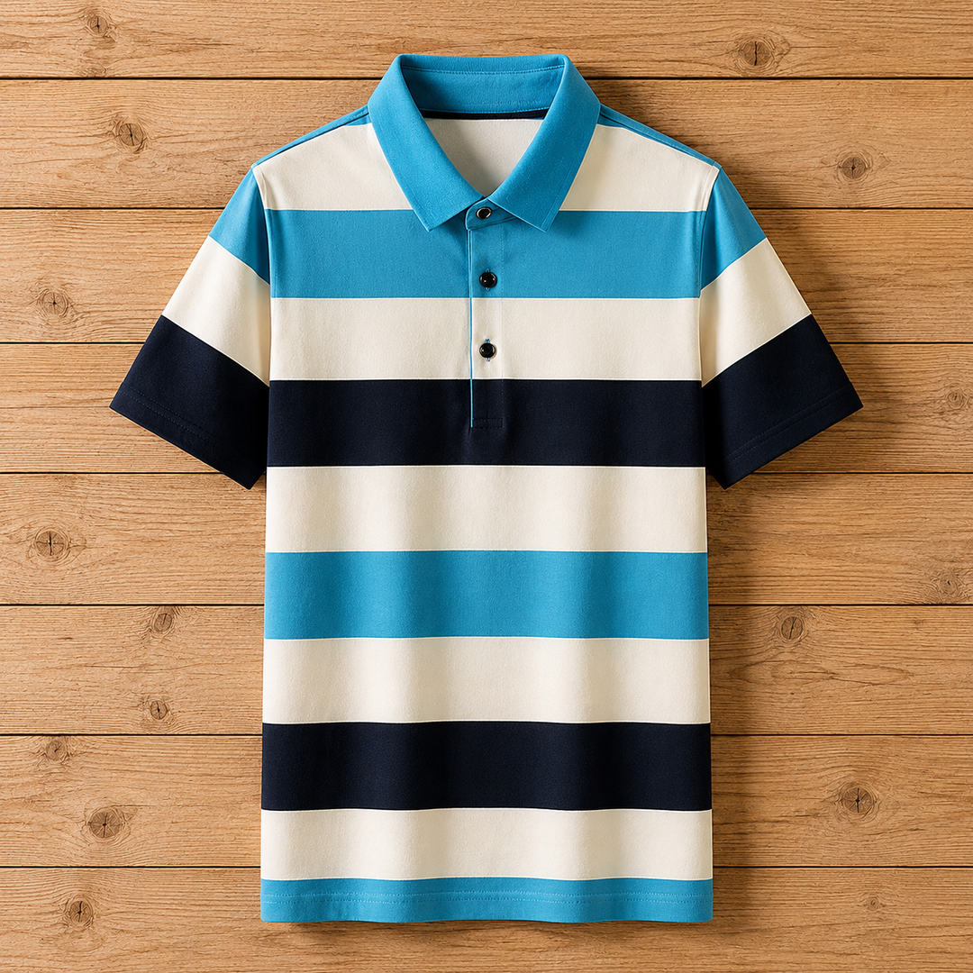 Striped Knit Polo Shirt