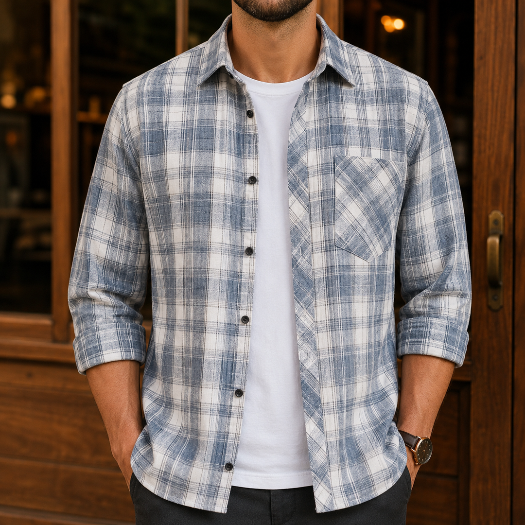 Plaid Button-Up Shirt