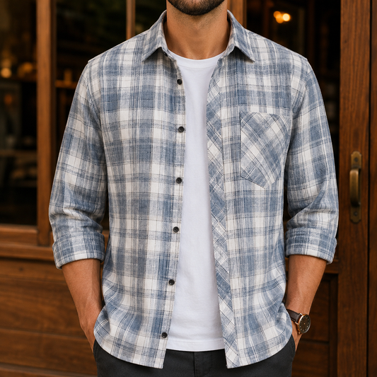 Plaid Button-Up Shirt