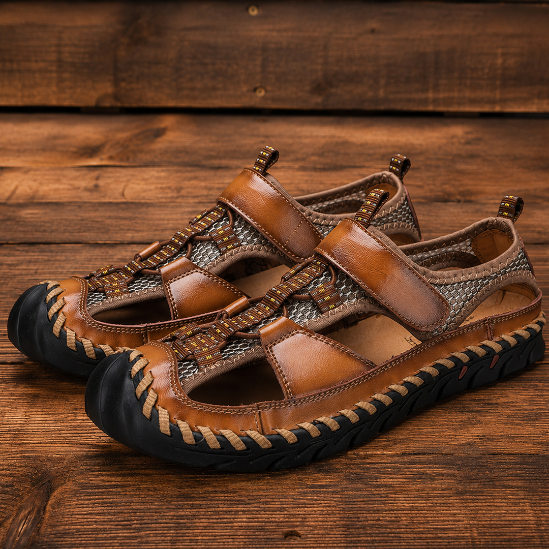 Closed-Toe Leather Sandals