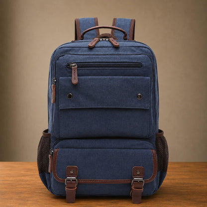 Multi-Pocket Canvas Backpack