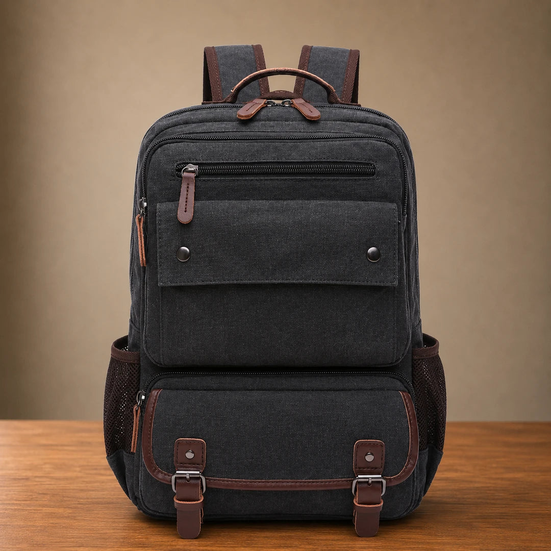 Multi-Pocket Canvas Backpack