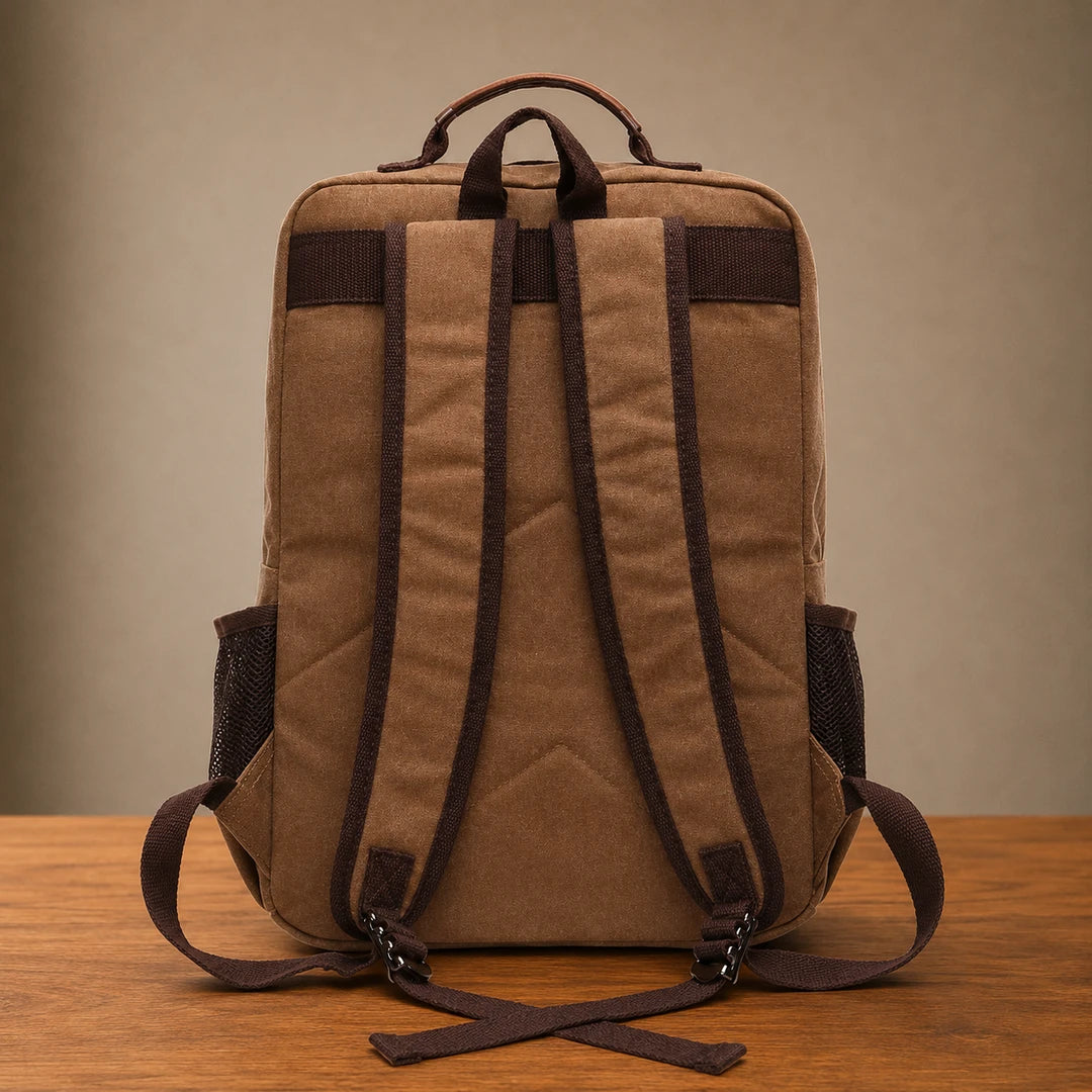 Multi-Pocket Canvas Backpack