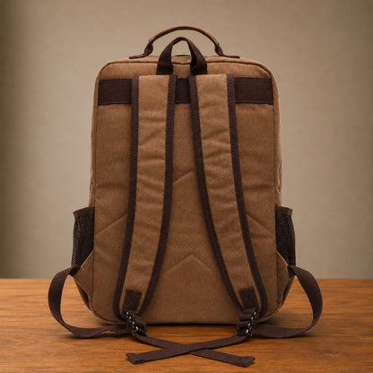 Multi-Pocket Canvas Backpack