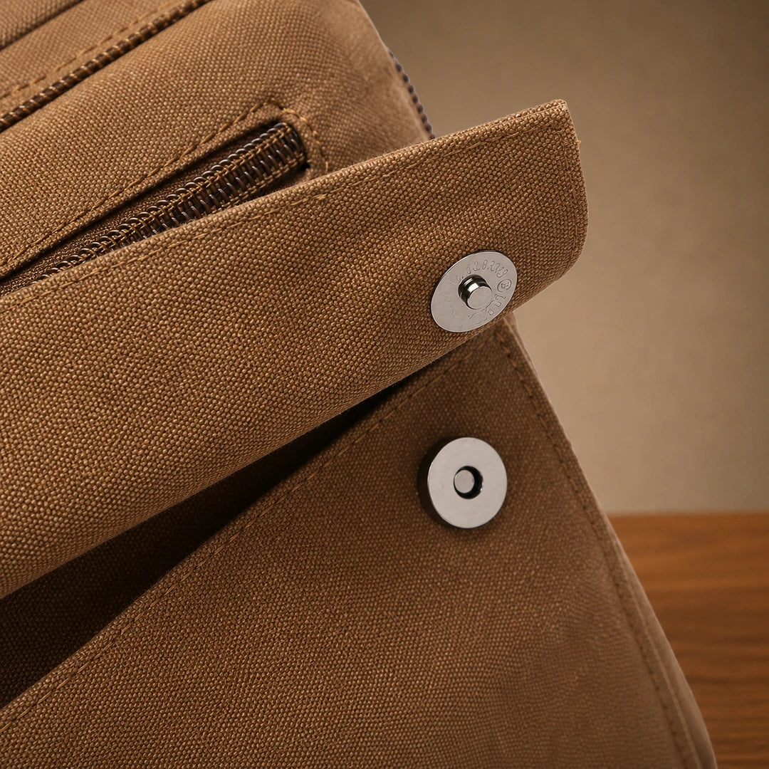 Multi-Pocket Canvas Backpack