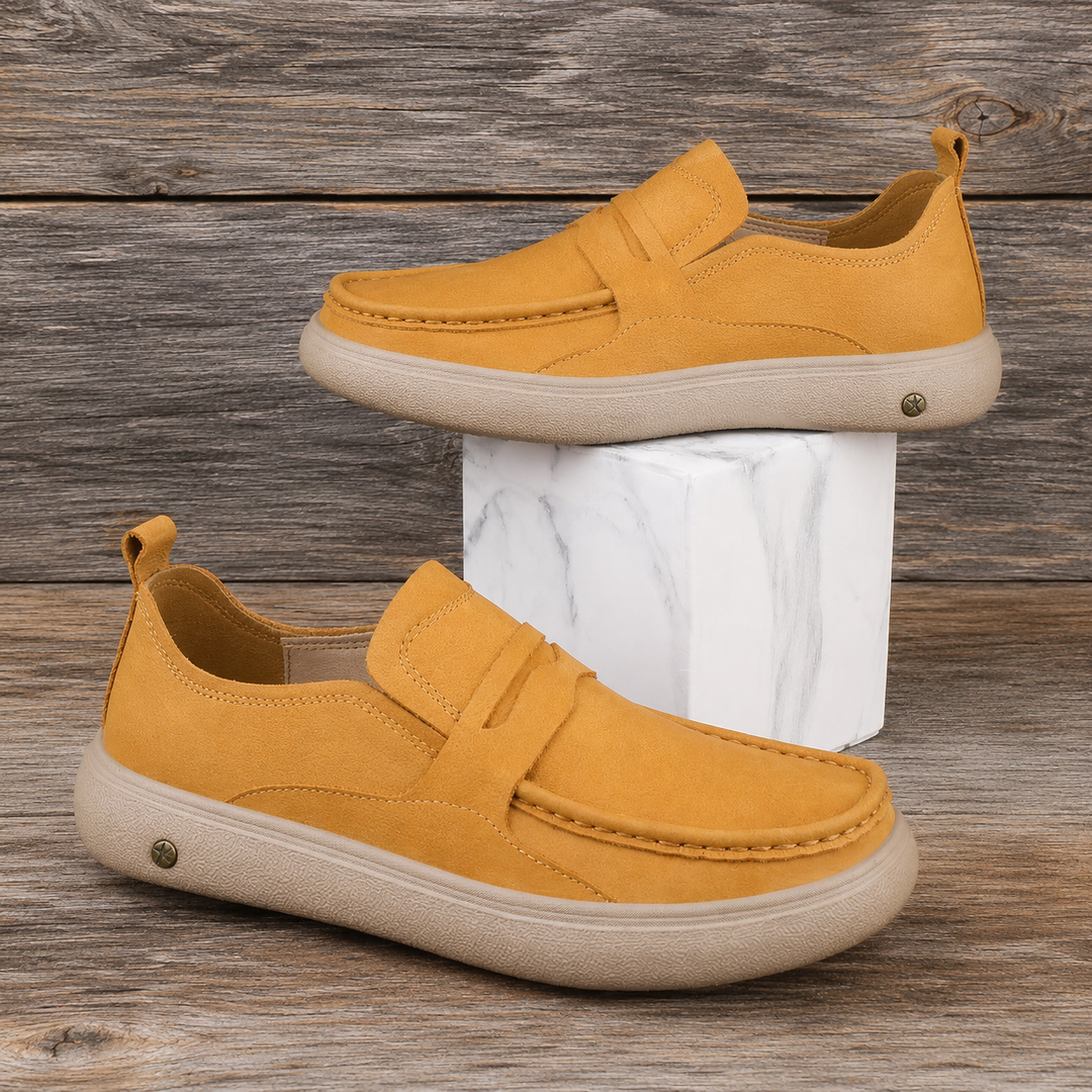 Cushioned Leather Loafer Sneakers