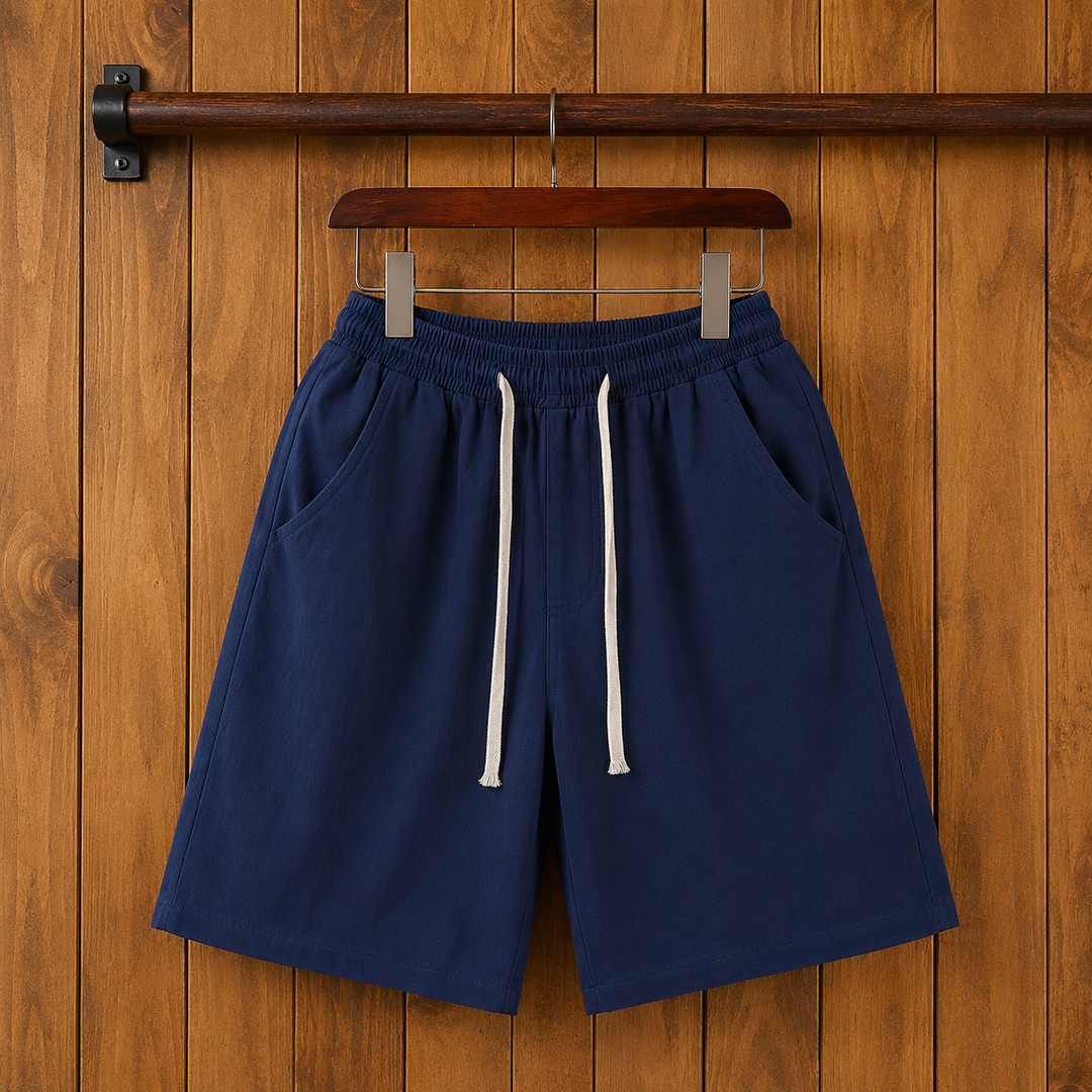 Drawstring Cotton Beach Shorts