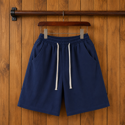 Drawstring Cotton Beach Shorts