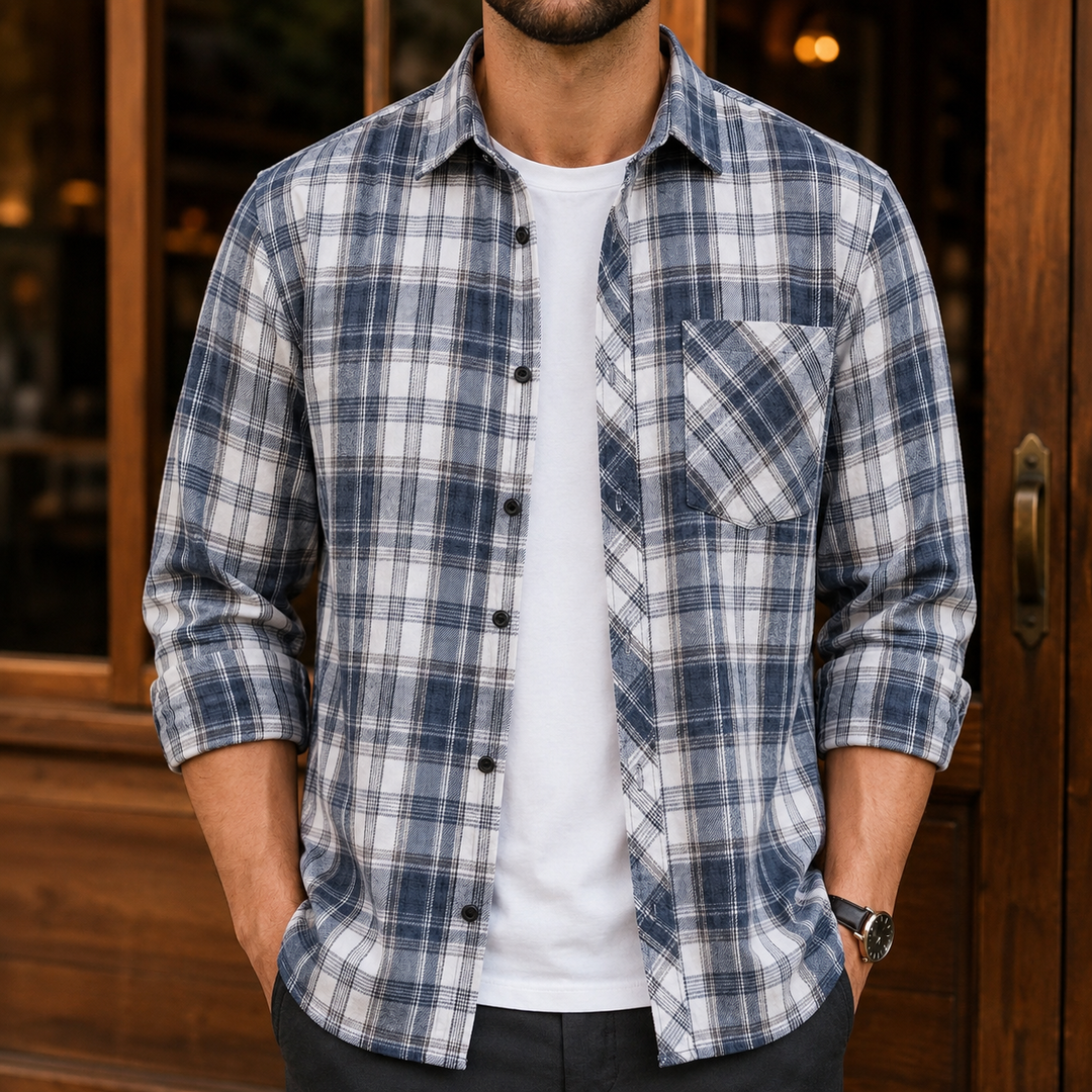 Plaid Button-Up Shirt