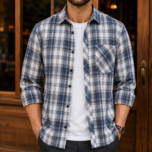 Plaid Button-Up Shirt