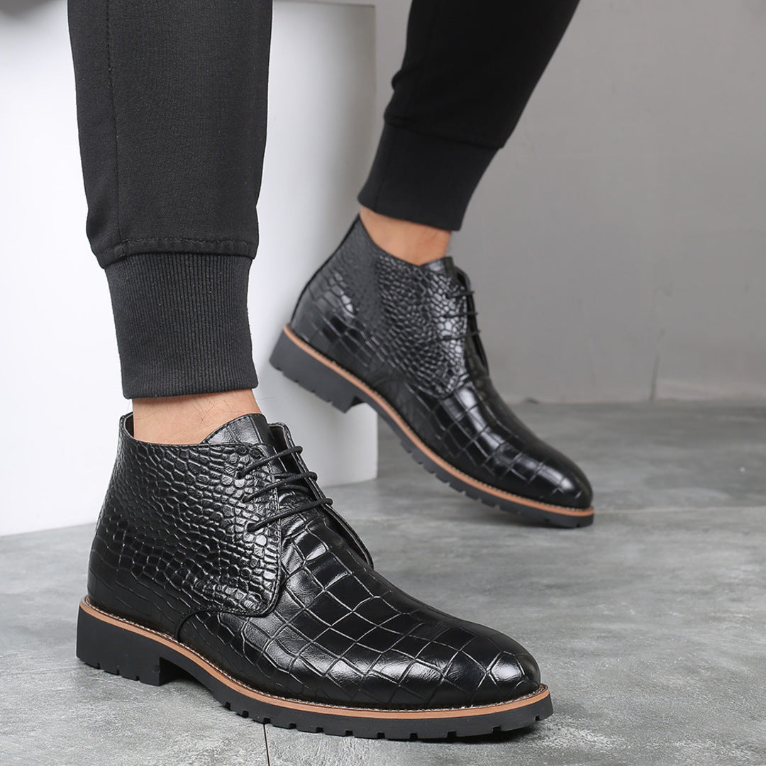 EMBOSSED ANKLE BOOTS