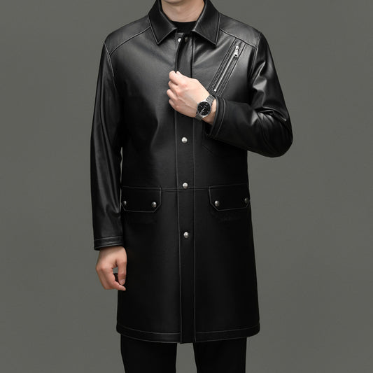 CLASSIC LEATHER WINDBREAKER COAT