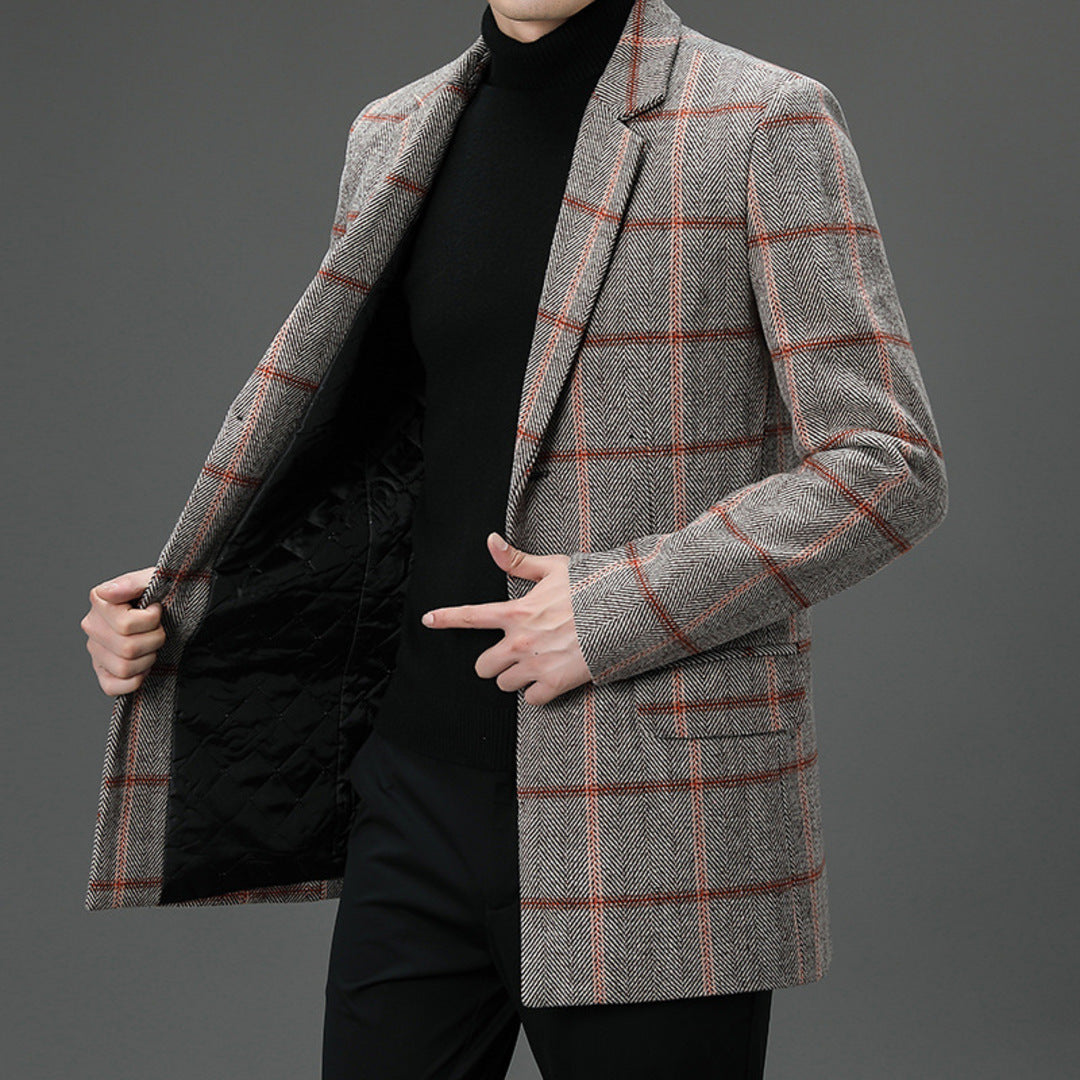 Elegant Plaid Wool Coat