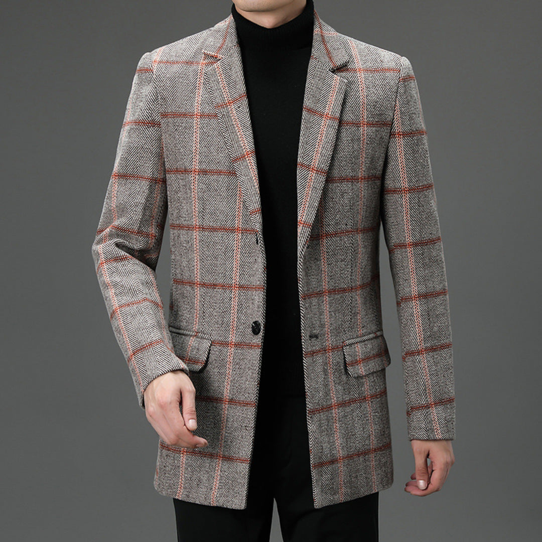 Elegant Plaid Wool Coat