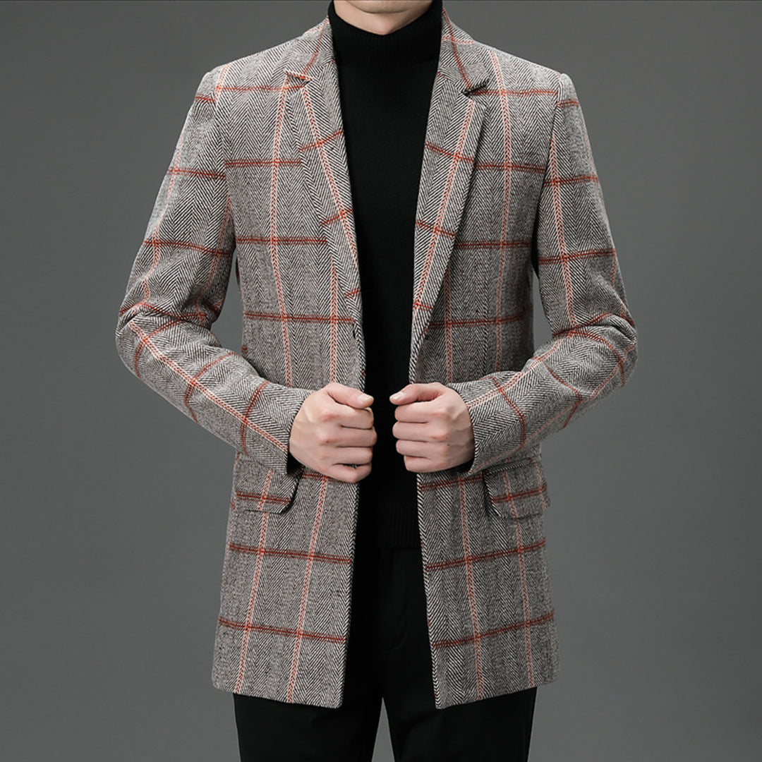 Elegant Plaid Wool Coat
