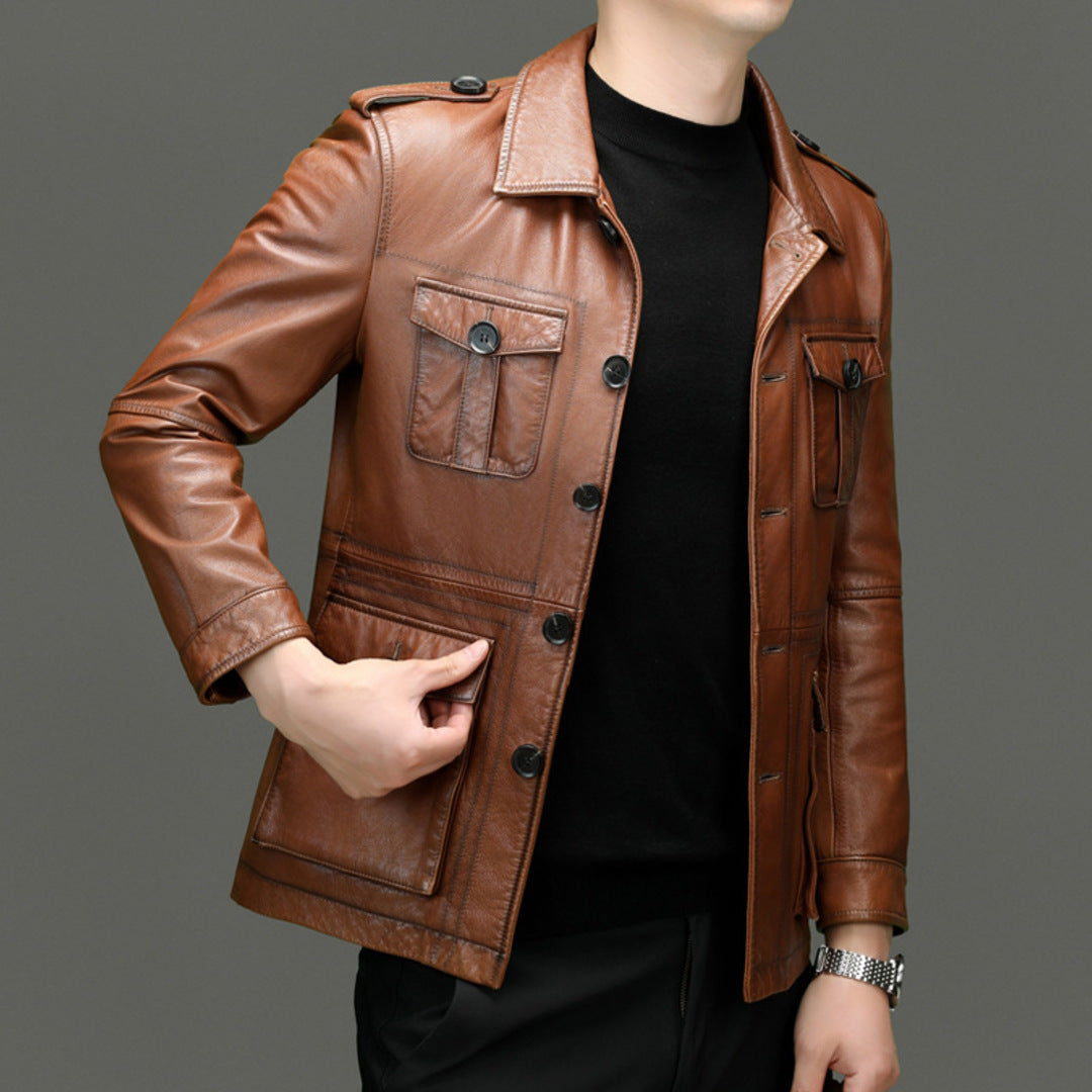 MULTI-POCKET LEATHER JACKET
