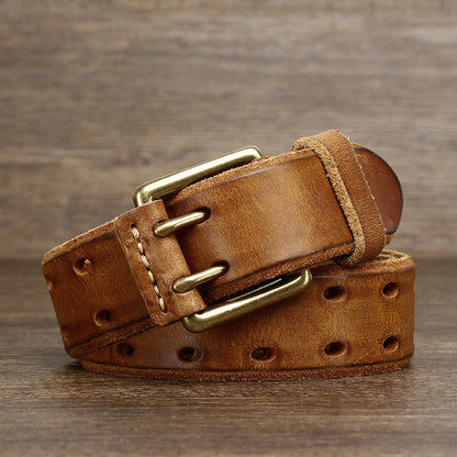 PREMIUM DOUBLE-PRONG LEATHER BELT
