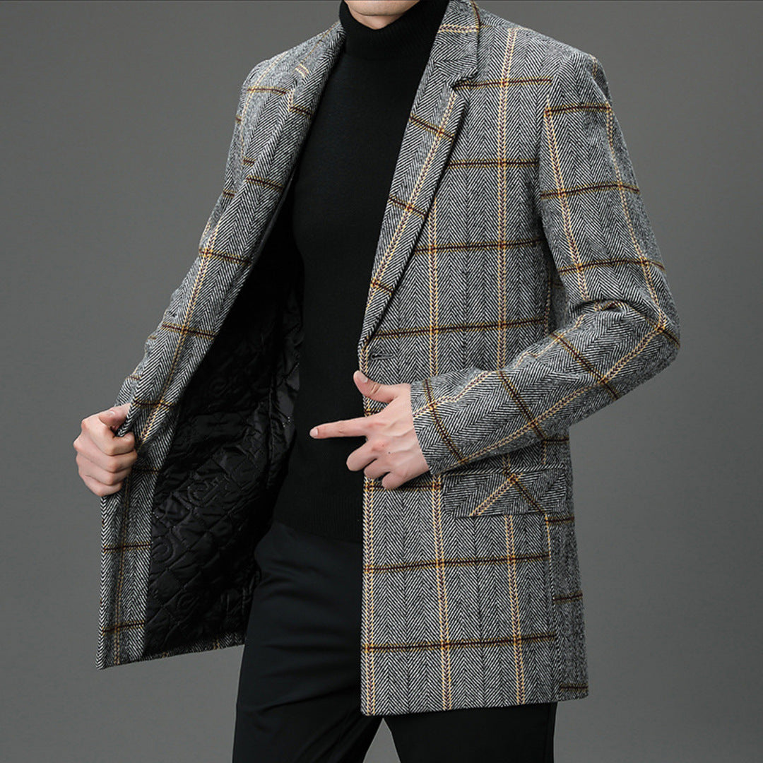 Elegant Plaid Wool Coat