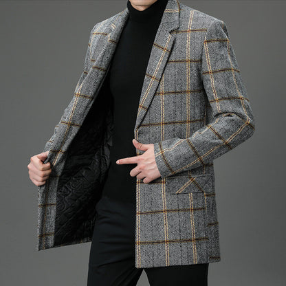 Elegant Plaid Wool Coat