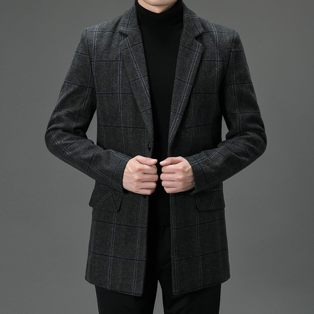 Elegant Plaid Wool Coat