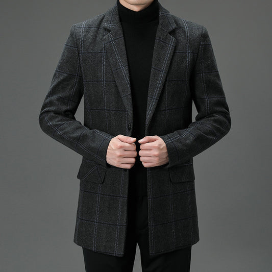 ELEGANT PLAID WOOL COAT