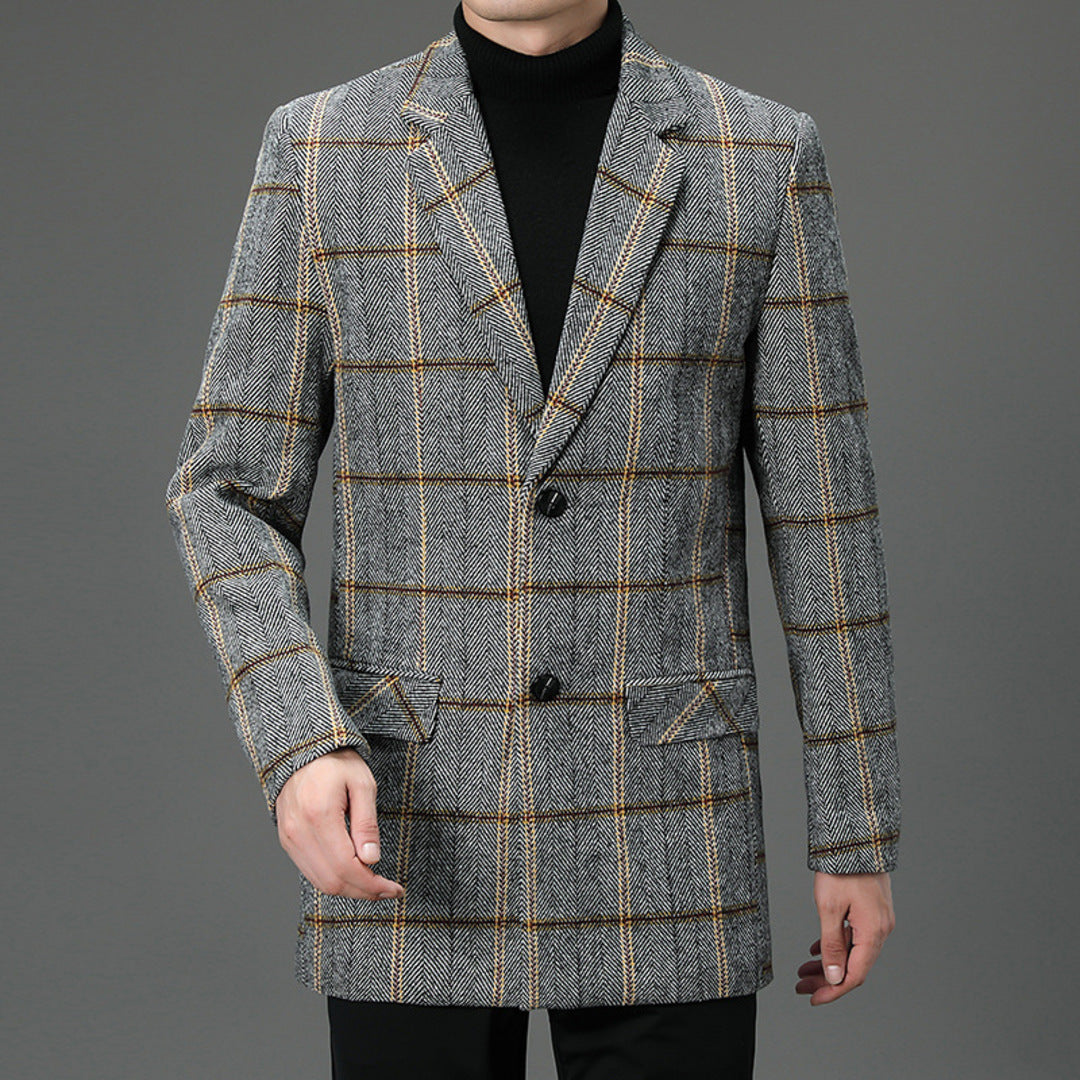 Elegant Plaid Wool Coat