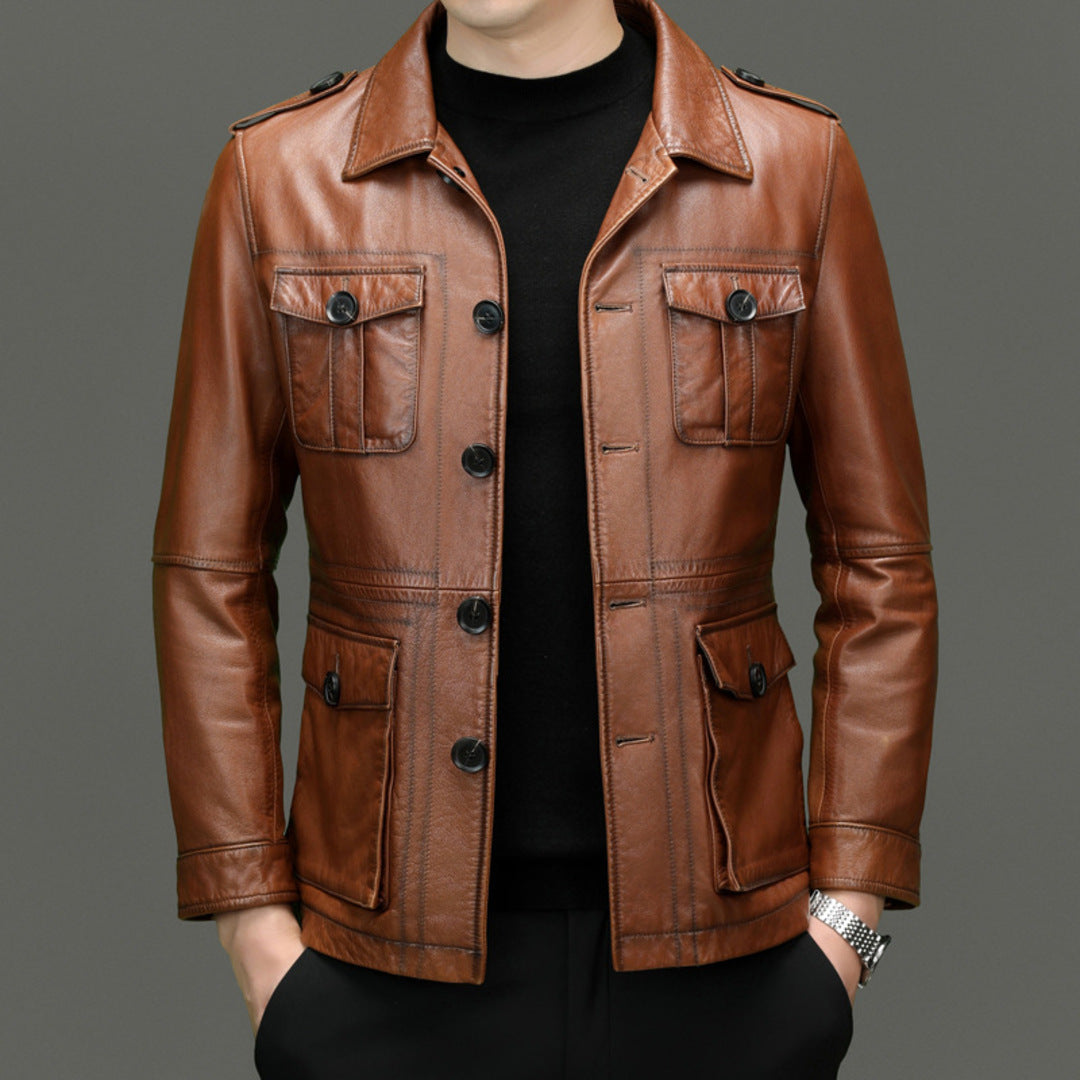 MULTI-POCKET LEATHER JACKET