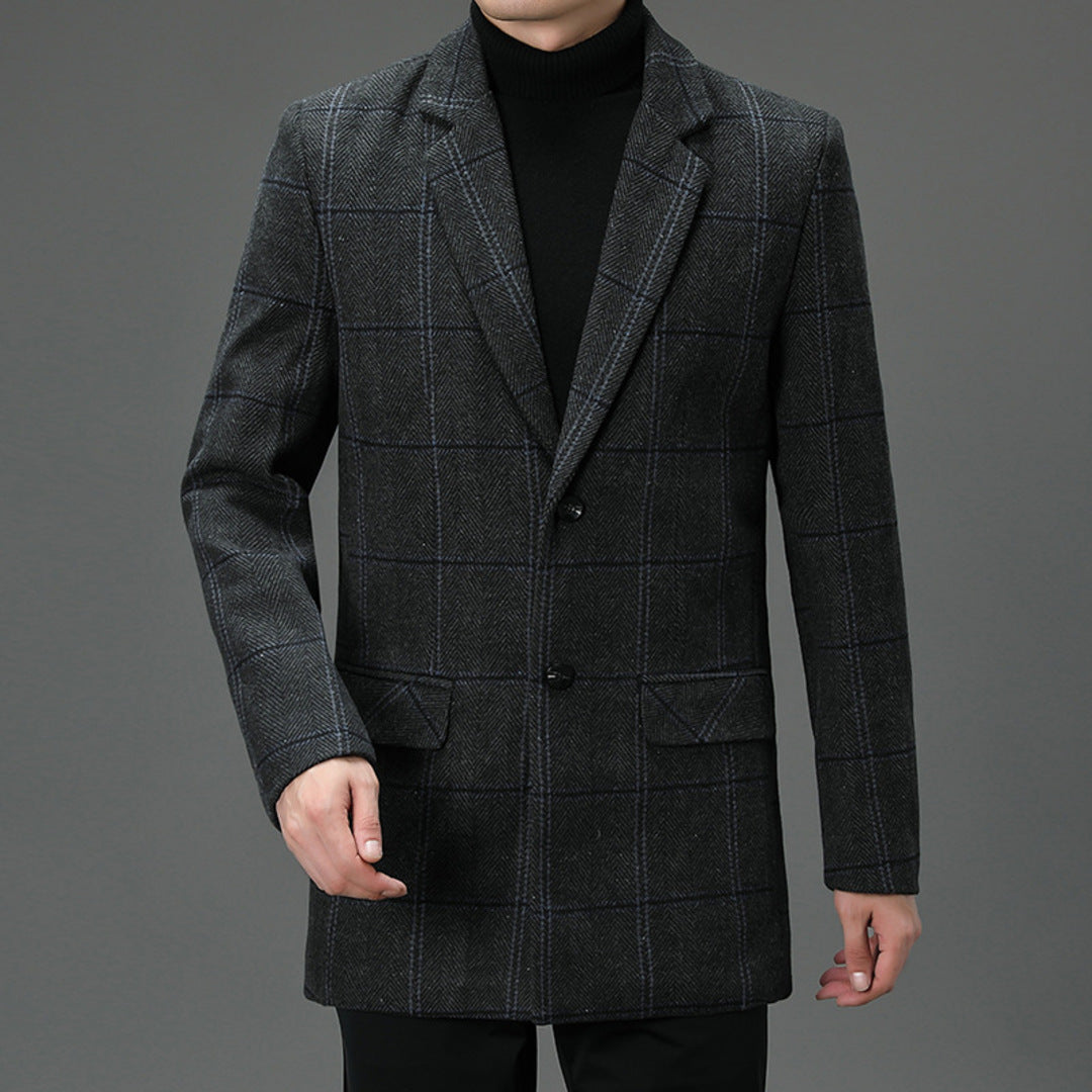 Elegant Plaid Wool Coat