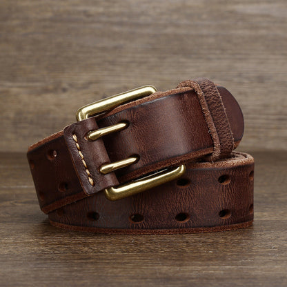 PREMIUM DOUBLE-PRONG LEATHER BELT