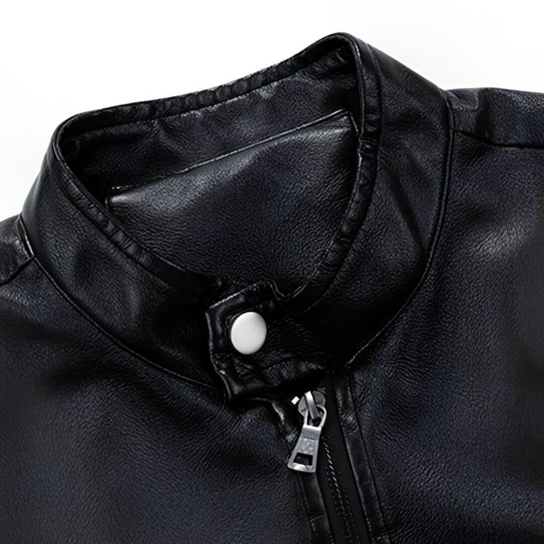 STAND COLLAR LEATHER JACKET