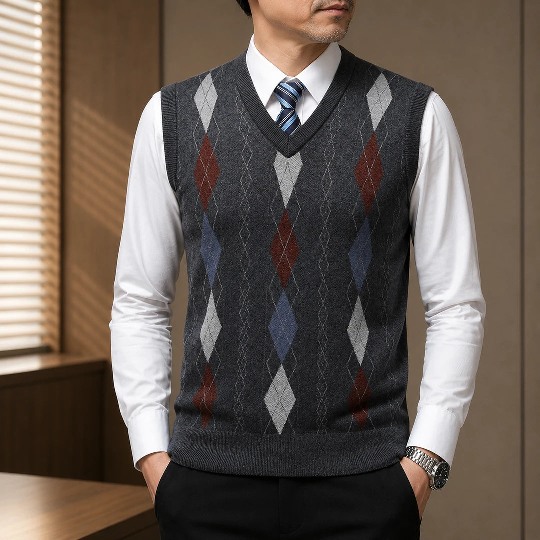 Classic V-Neck Argyle Vest
