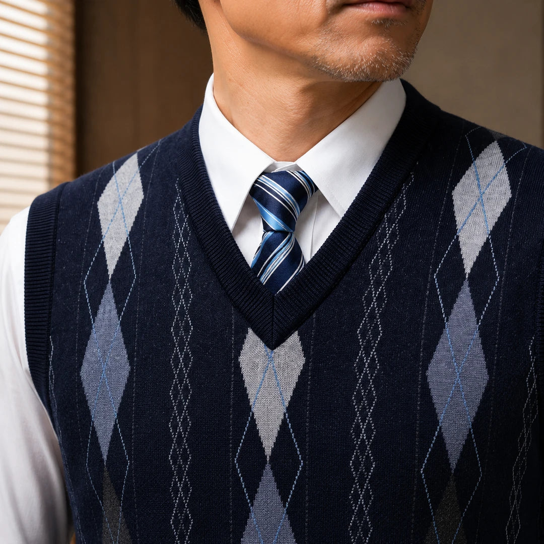 Classic V-Neck Argyle Vest