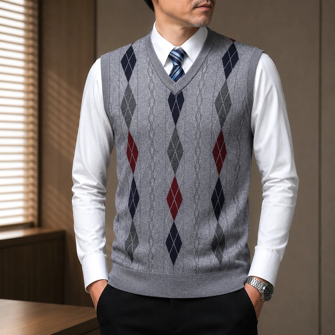Classic V-Neck Argyle Vest