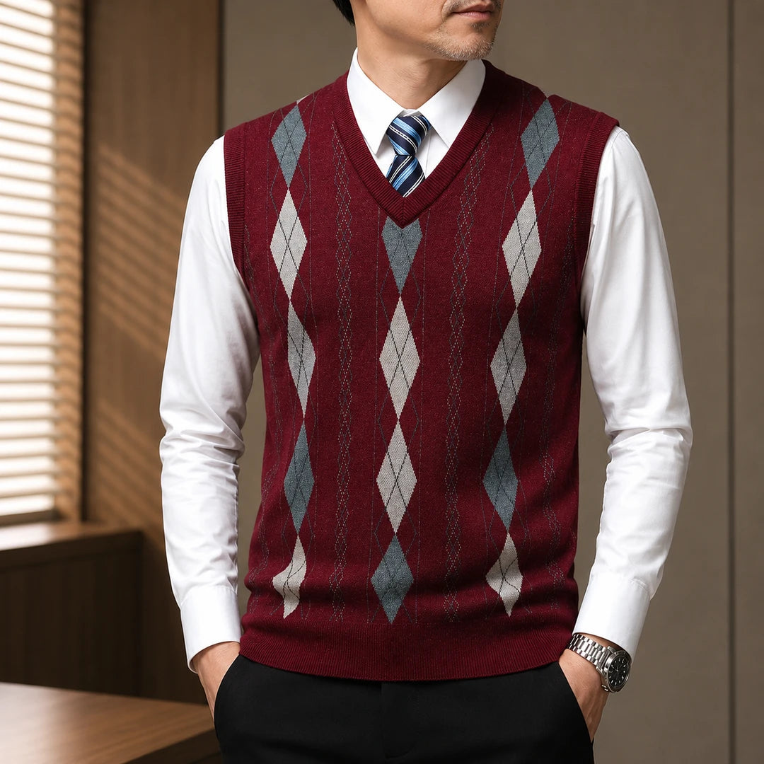 Classic V-Neck Argyle Vest