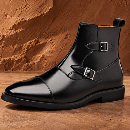 Polished Buckle Ankle Boots